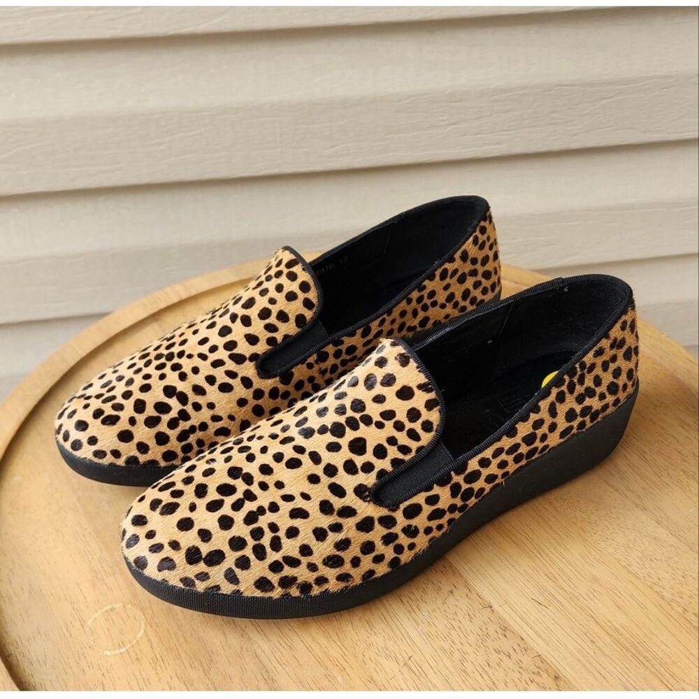 FitFlop FPop Skate Pony Hair Leopard Print Loafers